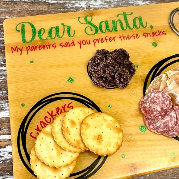 Santa Adult Snacks Wine Tray Cutting Board Resin Wood Cutting Board Charcuterie - Picture 2 of 9